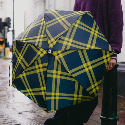 Leather goods - Compact umbrella - Black & Charteuse Tweed Print - Alwyne - ANATOLE