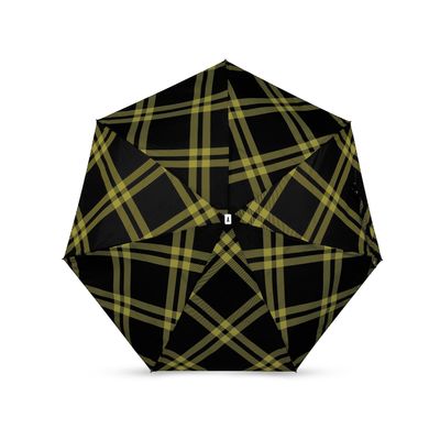 Design objects - Compact umbrella - Black & Charteuse Tweed Print - Alwyne - ANATOLE