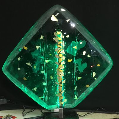 Table lamps - Unique piece glass fusing led lamp - RECYCLAGE DESIGN RÉANIMATEUR D'OBJETS R & D