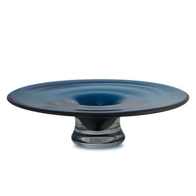 Vases - vase plat, bol rond, plateau conique, verre tourné, bleu foncé : ALAIN - ELEMENT ACCESSORIES