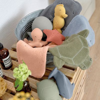 Bain pour enfant - LÄSSIG  Gant de toilette et de jeu GOTS Tortue, Octopus, Requin & Baleine  - LASSIG GMBH