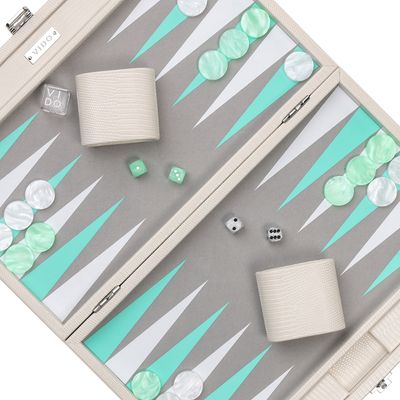 Leather goods - Backgammon Pearl - Lizard Vegan Leather - Medium - VIDO LUXURY BOARD GAMES