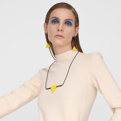 Jewelry - Bau Jewls - Triangle in motion - long earrings with enamel - yellow & black - AGAPIS JEWELLERY