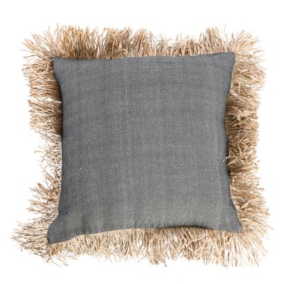 Cushions - The Cotton Bonita Cushion Cover - Natural Black - 60x60 - BAZAR BIZAR LIVING