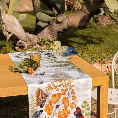 Kitchen linens - "Felci" Cotton Satin Table runner - THE NAPKING  BY BELLAVIA HOME