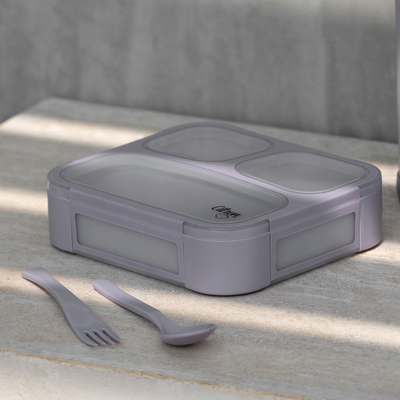 Children's mealtime - Lunch Box with Fork & Spoon - Purple - CITRON