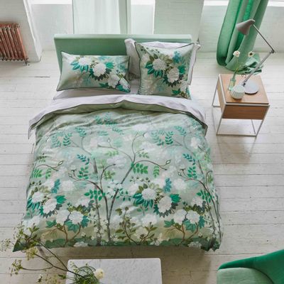 Linge de lit - Fleur Orientale Celadon - Parure de lit en satin de coton - DESIGNERS GUILD