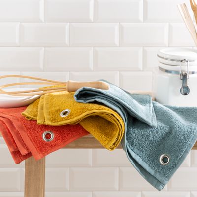 Linge d'office - Carré éponge uni en coton - Baltique - COUCKE