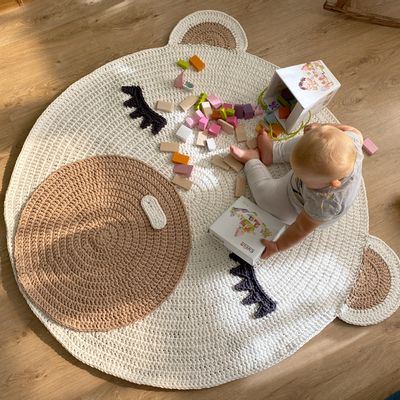 Design carpets - Hand-crocheted round bear rug playmat - ANZY HOME