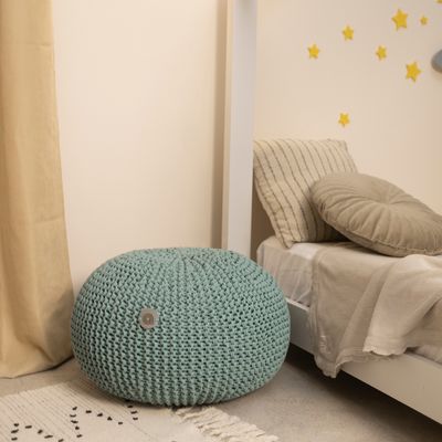 Repose-pieds - Pouf rond en tricot classique - ANZY HOME