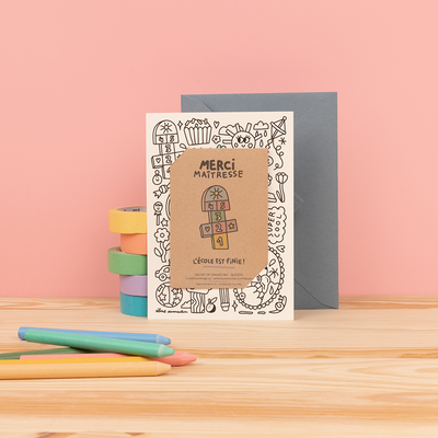 Papeterie - Carte Merci Maitresse à colorier - Graines de Bleuets - LA FABRIQUE À SACHETS