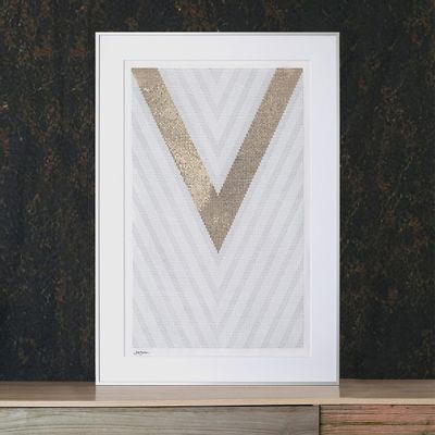 Paintings - Unique hand-embroidered mural piece "V" - JULIE BARBEAU