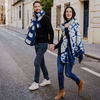 Scarves - INDIGO PLAID or SHAWL - CURIOSITY LAB