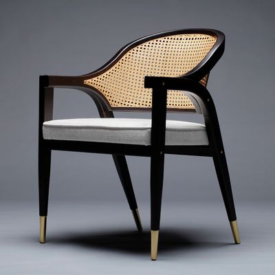 Chairs for hospitalities & contracts - Wormley Dining Chair in Sikomoro wood, Natural Cane, Brass, COM option - DUISTT