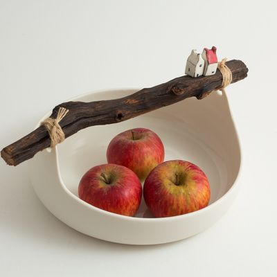 Plats et saladiers - Plat avec anse en bois - BÉRANGÈRE CÉRAMIQUES