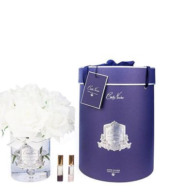 Floral decoration - LUXURY GRAND BOUQUET - SILVER BADGE - IVORY WHITE - NAVY BOX - CÔTE NOIRE