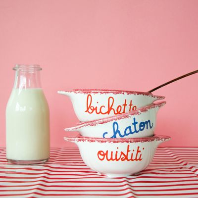 Children's mealtime - BRITANY BOWL WITH TWISTED MESSAGES - PIED DE POULE