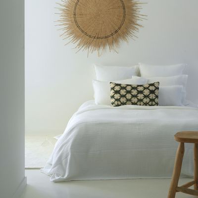 Bed linens - MARSEILLE BEDSPREAD WHITE COTTON GAUZE 240X255 CM - MAISON D'ÉTÉ