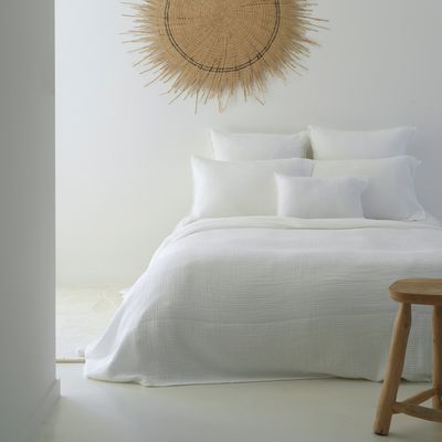 Linge de lit - DESSUS DE LIT MARSEILLE GAZE DE COTON BLANC 240X255 CM - MAISON D'ÉTÉ