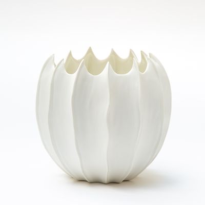 Vases - AVA white vase biscuit porcelain  H=20cm, D=21cm - YLVAYA DESIGN