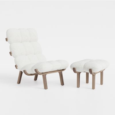 Armchairs - NUAGE Set (Armchair+Footrest) - Walnut - SOLLEN DESIGN