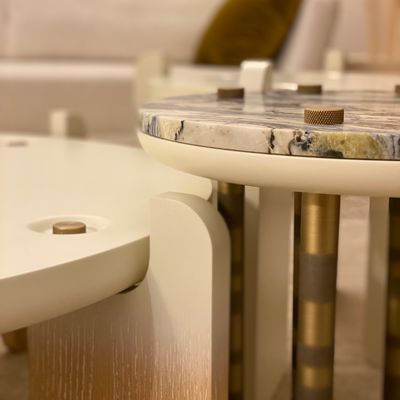Tables for hotels - Ipanema Brass Marble Side Table - DUISTT