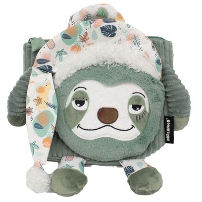 Soft toy - Corduroy backpack Chillos the sloth  - DEGLINGOS
