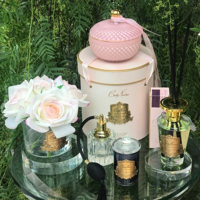 Bougies - BOUGIE ART DÉCO RONDE - CRÈME ET OR - VANILLE BLONDE - CÔTE NOIRE