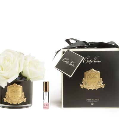 Floral decoration - COTE NOIRE PERFUMED NATURAL TOUCH 5 ROSES - BLACK - IVORY WHITE - CÔTE NOIRE