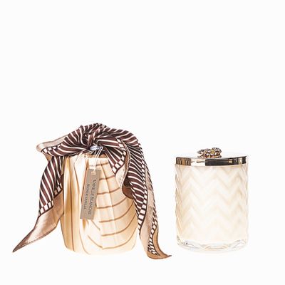 Candles - HERRINGBONE CANDLE WITH VANILLA BLOND SCARF - CÔTE NOIRE