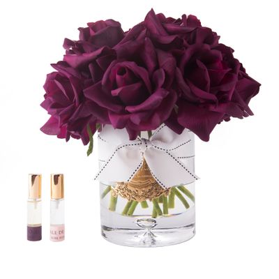 Floral decoration - LARGE LUXURY BOUQUET - GOLD BADGE - CARMINE RED - BURGUNDY BOX - CÔTE NOIRE