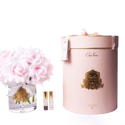 Floral decoration - LARGE LUXURY BOUQUET - GOLD BADGE - FRENCH ROSE - PINK BOX - CÔTE NOIRE