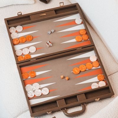 Objets de décoration - Backgammon Marron - Cuir Vegan Serpent - Moyen - VIDO LUXURY BOARD GAMES