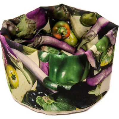 Food storage - Fabric basket printed Eggplant - MARON BOUILLIE
