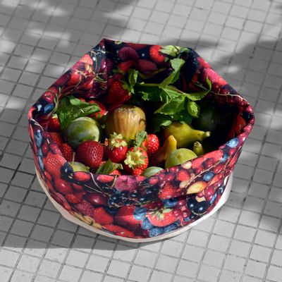 Outdoor decorative accessories - Fabric basket printed Red Berries - MARON BOUILLIE