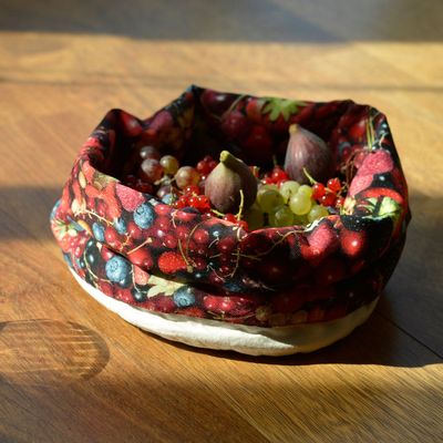 Outdoor decorative accessories - Fabric basket printed Red Berries - MARON BOUILLIE