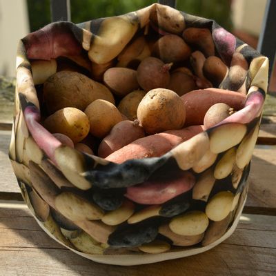 Homewear - Potato printed fabric basket - MARON BOUILLIE