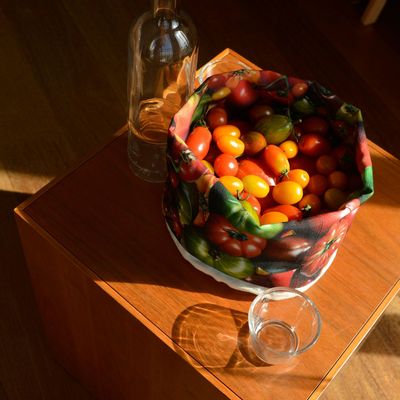 Platter and bowls - Fabric baskets printed Tomatoes - MARON BOUILLIE
