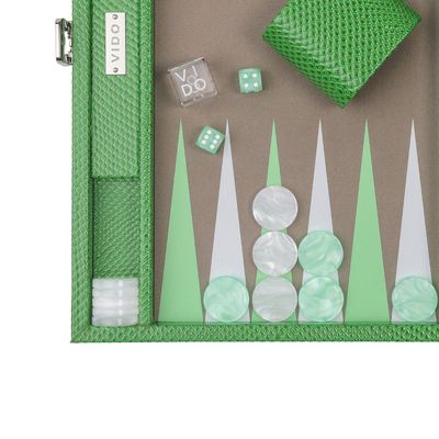 Petite maroquinerie - Backgammon Vert - Cuir Vegan Serpent - Medium - VIDO LUXURY BOARD GAMES