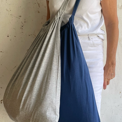 Bags and totes - Big bag, grey/blue, 100% cotton - ENSEMBLE