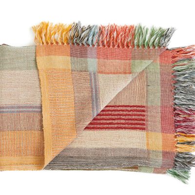 Throw blankets - Multi Stripe Plaid Orange - ML FABRICS