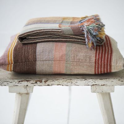 Throw blankets - Multi Stripe Plaid Orange - ML FABRICS
