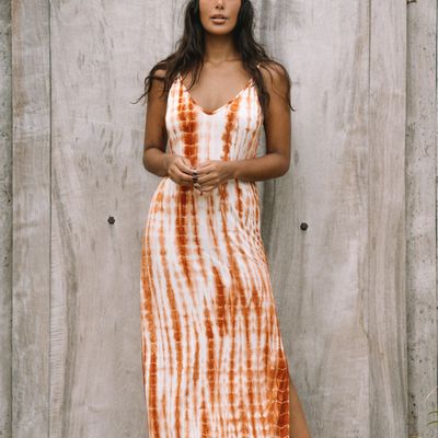 Prêt-à-porter - Robe moulante en jersey à bretelles longues avec imprimé Tie Dye - MON ANGE LOUISE