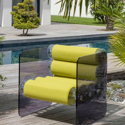 Lawn armchairs - MW01 | Grey PMMA wall chair & olive runner covers - MW Exclusive - MOJOW