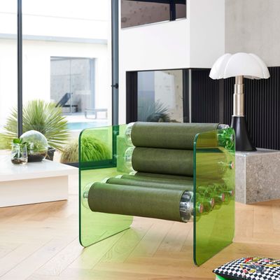 Armchairs - MW01| Armchair with green glass walls & green Soshagro scabbards - MW Exclusive - MOJOW