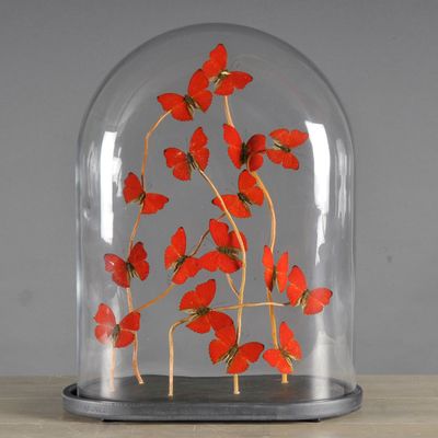 Objets de décoration - Grand Globe Branche Papillons rouges - ATELIERS C&S DAVOY