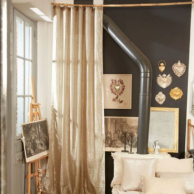 Curtains and window coverings - Curtain Platinum, linen and lurex - EN FIL D'INDIENNE...