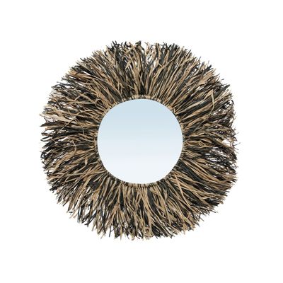 Mirrors - The Raffia Fringe Mirror - Natural Black - S - BAZAR BIZAR LIVING