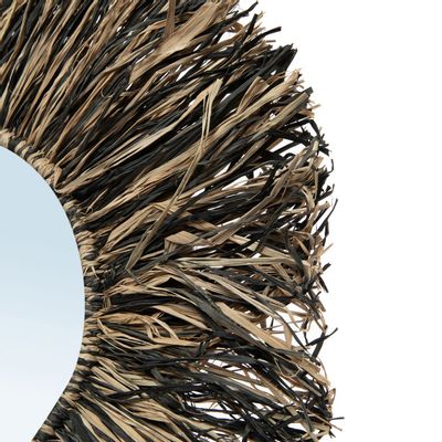 Mirrors - The Raffia Fringe Mirror - Natural Black - S - BAZAR BIZAR LIVING