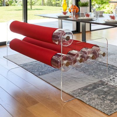 Lawn sofas   - MW04| Bench with transparent PMMA walls & red Runner covers - MW Exclusive - MOJOW
